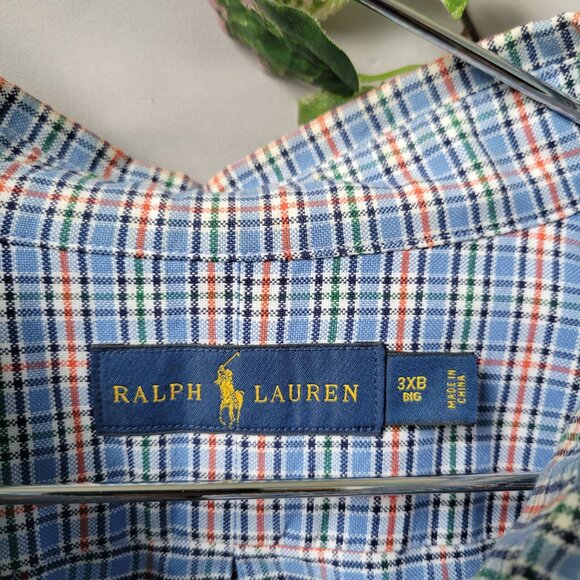 Ralph Lauren Checked Cotton Poplin Oxford Dress Shirt Red Blue 3XB 3XL - Picture 10 of 12